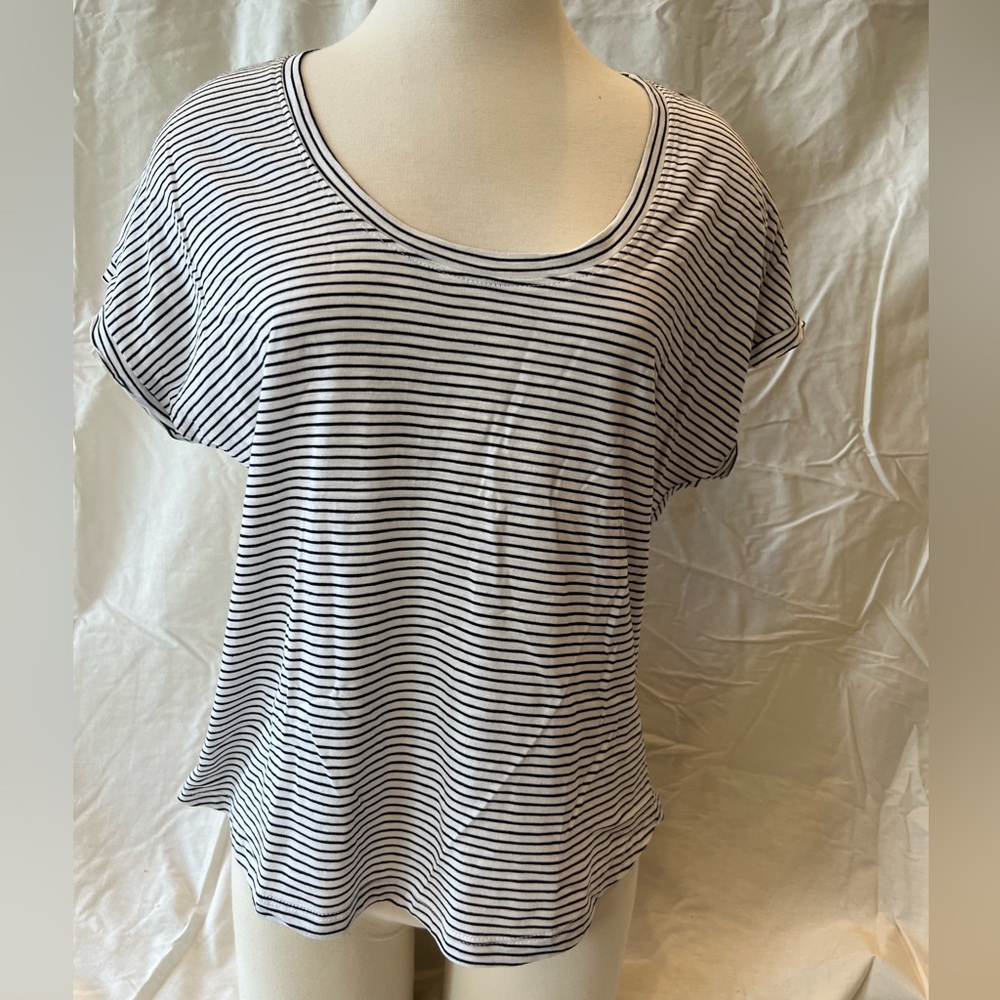 Double Zero Black & White striped T